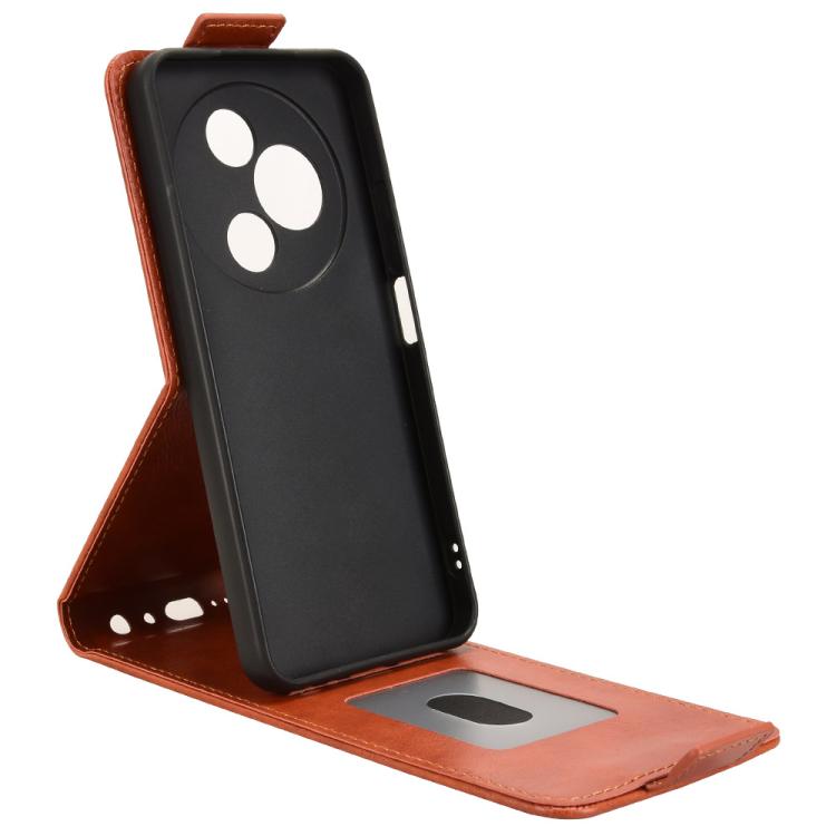 Funda magnética de cuero con tapa vertical y hebilla para TCL 605 (marrón)
