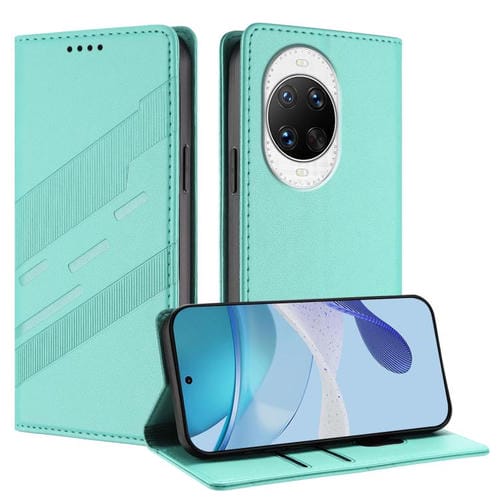 Funda de cuero retro con relieve para Huawei nova 14 Pro (verde menta)
