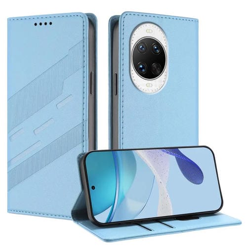 Funda de cuero retro con relieve para Huawei Nova 14 Pro (azul claro)