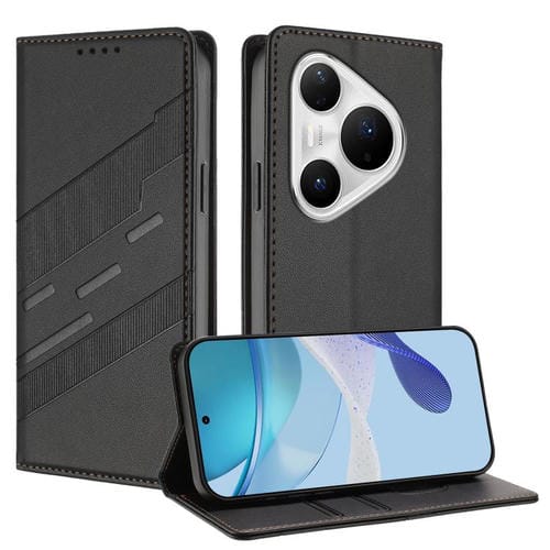 Funda de cuero retro con relieve para Huawei Pura 80 Pro+ (negro)