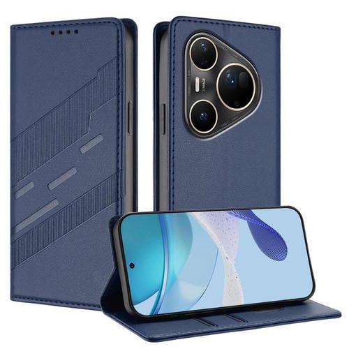 Funda de cuero retro con relieve para Huawei Pura 80 Pro Ultra (azul oscuro)