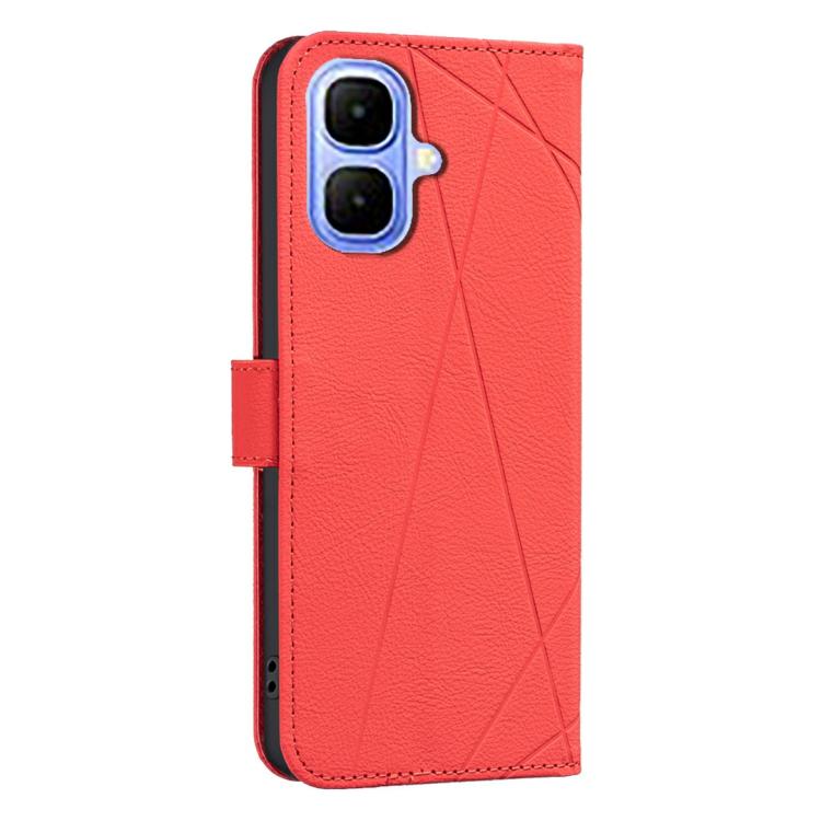 Funda de cuero RFID con patrón geométrico para Infinix Smart 10 4G (roja)
