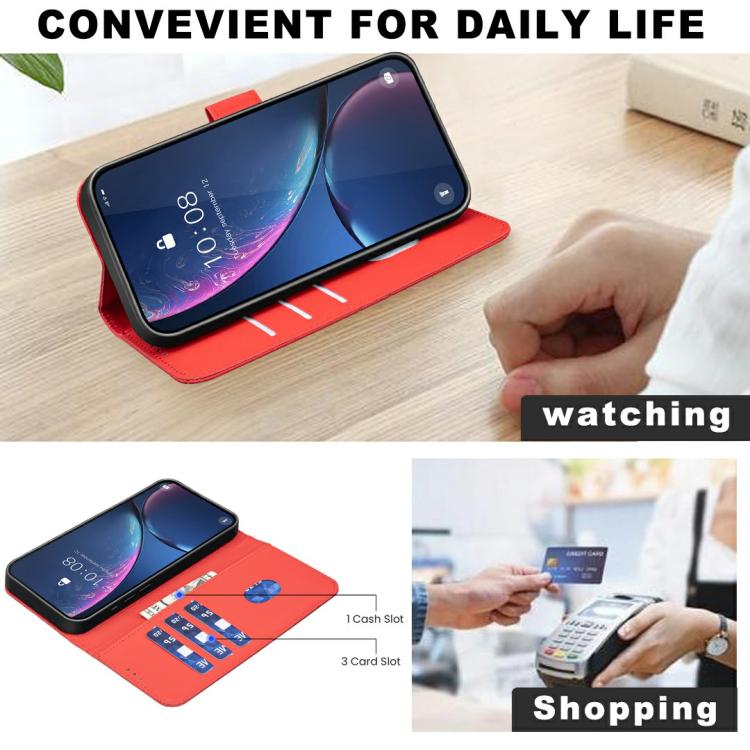 Funda de cuero RFID con patrón geométrico para Infinix Smart 10 4G (roja)