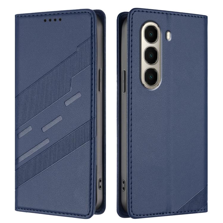 Funda de cuero retro con relieve para itel A95 5G (azul oscuro)