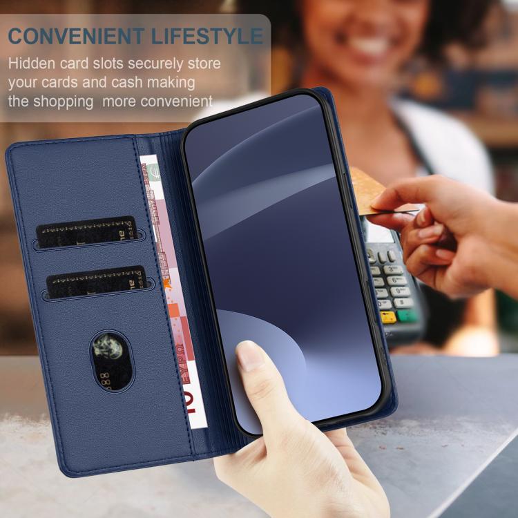 Funda de cuero retro con relieve para itel A95 5G (azul oscuro)