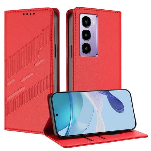 Funda de cuero retro con relieve para itel City 100 (roja)
