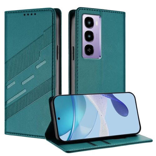 Funda de cuero retro con relieve para itel City 100 (verde oscuro)