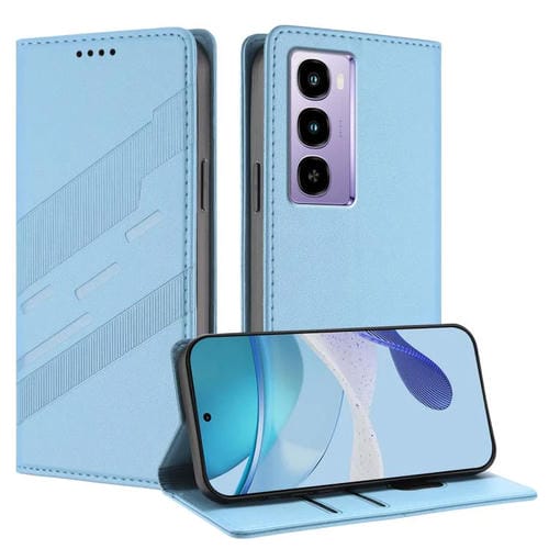 Funda de cuero retro con relieve para itel City 100 (azul claro)
