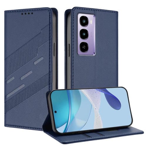 Funda de cuero retro con relieve para itel City 100 (azul oscuro)