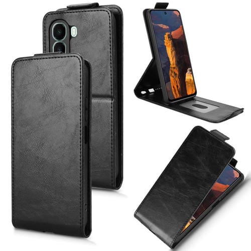 Funda magnética vertical de cuero con hebilla para itel A95 5G (negra)