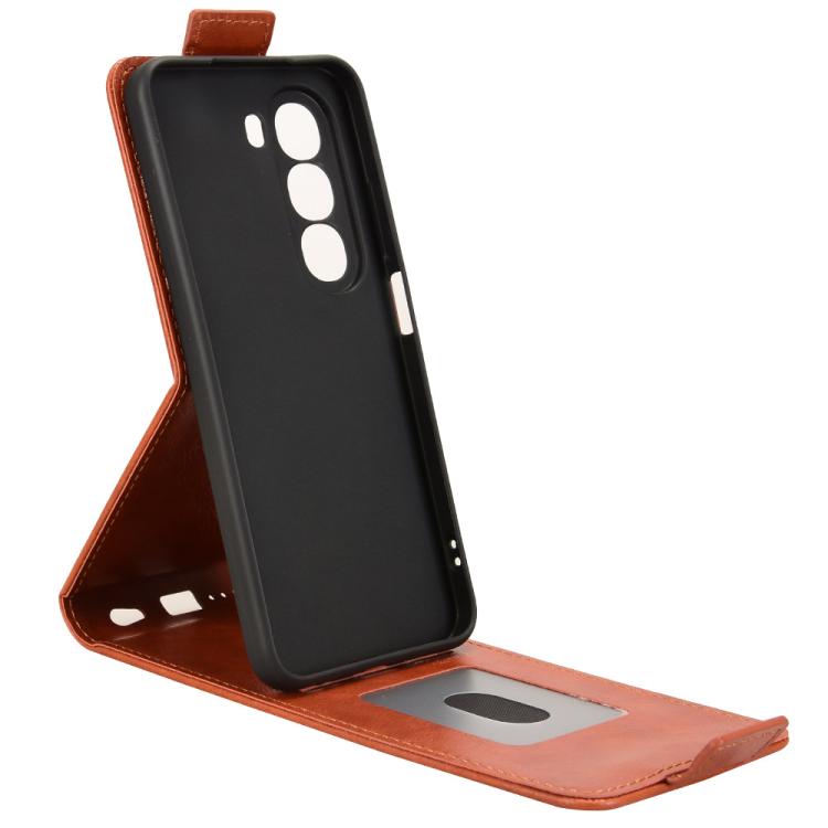 Funda magnética vertical de cuero con hebilla para itel A95 5G (marrón)
