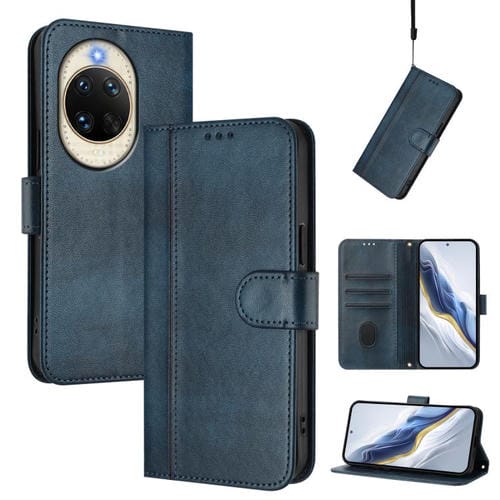 Funda de cuero retro con hebilla para Huawei Nova 14 (azul oscuro)