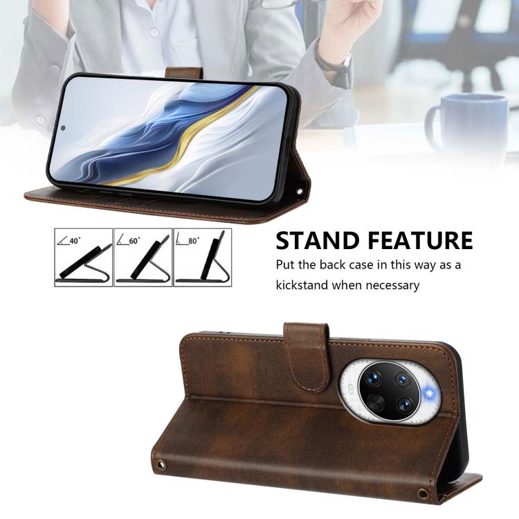 Funda de cuero retro con hebilla para Huawei Nova 14 Pro (marrón)