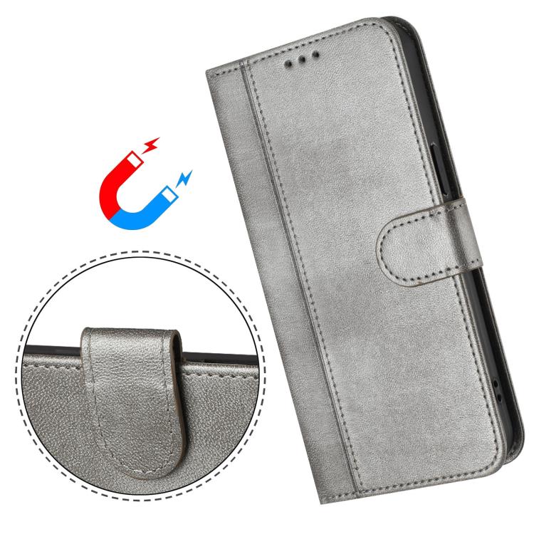 Funda de cuero estilo retro con hebilla y diseño de los años 80 para Huawei Enjoy (gris)