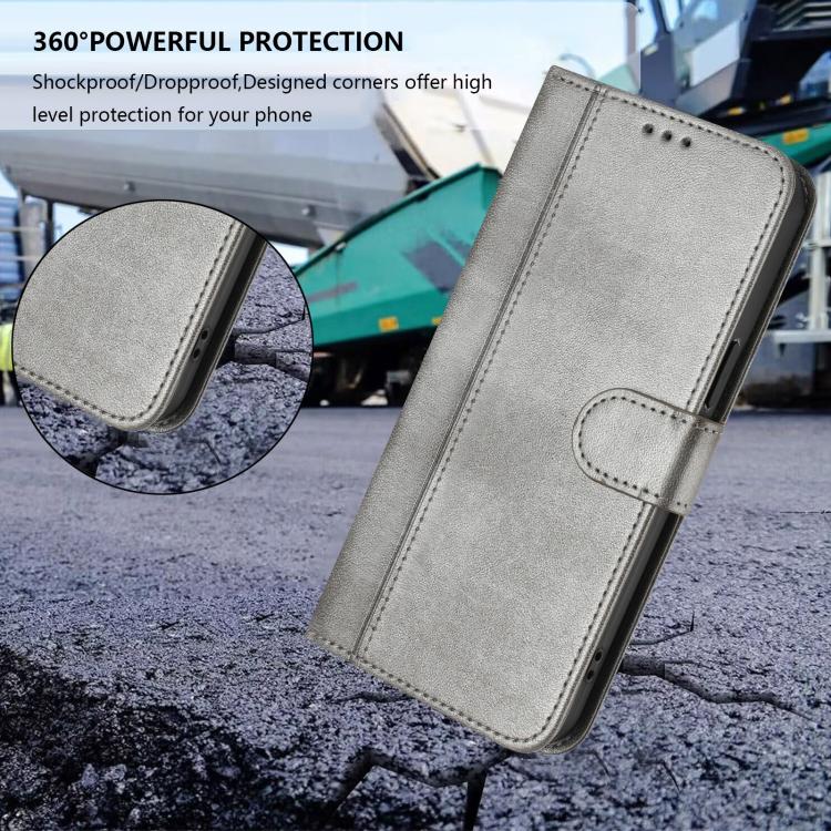 Funda de cuero estilo retro con hebilla y diseño de los años 80 para Huawei Enjoy (gris)