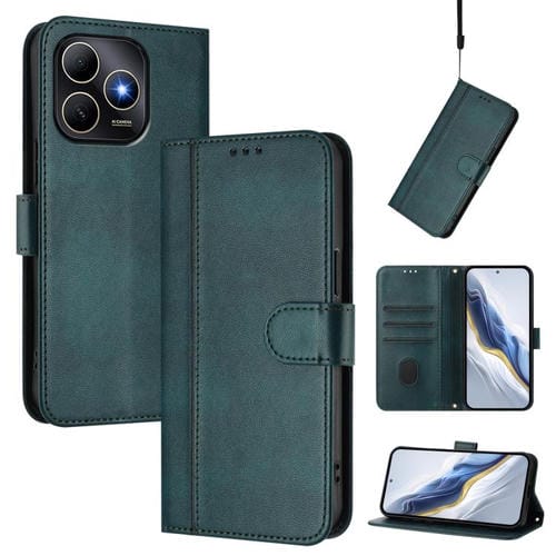 Funda de cuero retro con hebilla y diseño de los años 80 para Huawei Enjoy (verde oscuro)