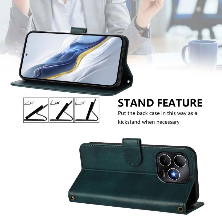 Funda de cuero retro con hebilla y diseño de los años 80 para Huawei Enjoy (verde oscuro)