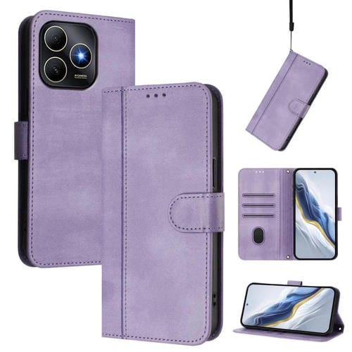 Funda de cuero retro con hebilla y diseño de los años 80 para Huawei Enjoy (morado)