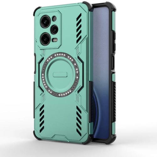 Funda a prueba de golpes con anillo magnético MagSafe y mariposa para Redmi Note 12 Pro 5G (verde claro)