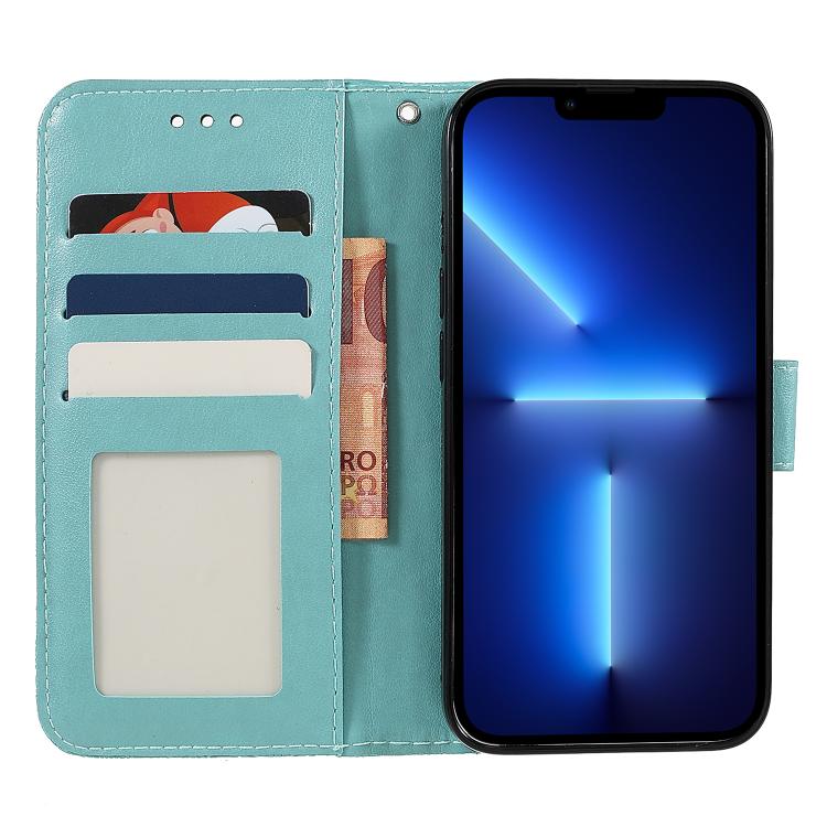 Funda de cuero con tapa y estampado floral para Redmi A5 4G (171,7 mm) / Poco C71 4G (verde)