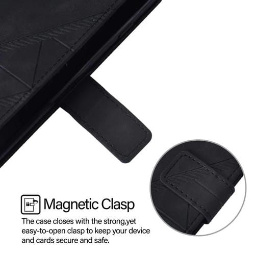 Funda de cuero con tapa y relieve 3D para TCL 605/60 SE (negra)