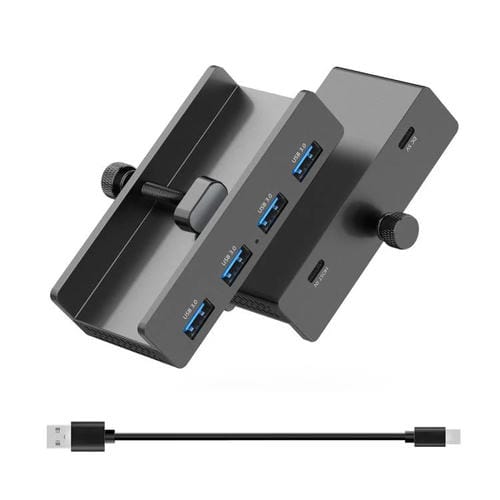 Concentrador de abrazadera ORICO HCL-4A-Pro 4 puertos USB 3.0 aleación de aluminio (Negro)