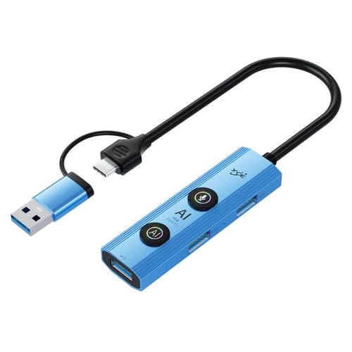 Adaptador concentrador USB 3.0 Tipo C YCE V295B 5 en 1 con IA (Azul)