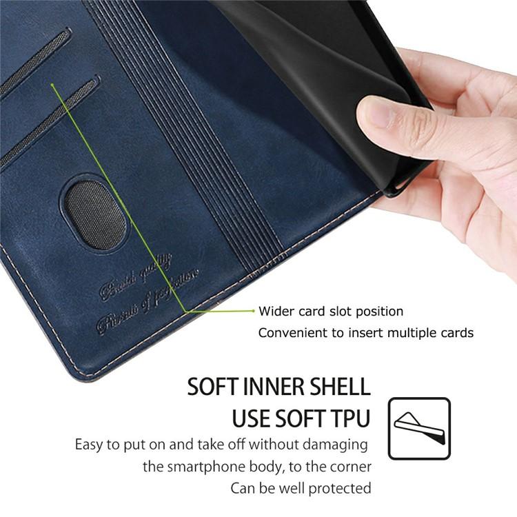 Funda de cuero con hebilla lateral en color de contraste para Redmi A5 4G (171,7 mm) (azul y gris)