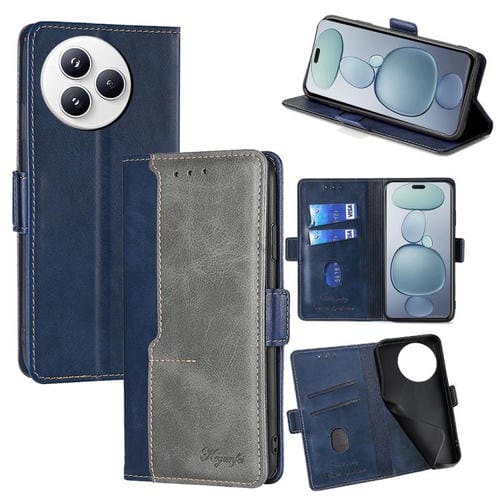 Funda de cuero con hebilla lateral y color de contraste para Xiaomi Civi 5 Pro 5G (azul y gris)