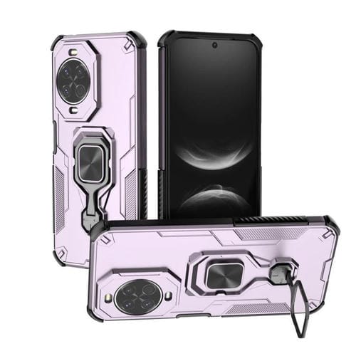 Funda híbrida de TPU y PC con soporte metálico para Huawei Nova 14 (morada)