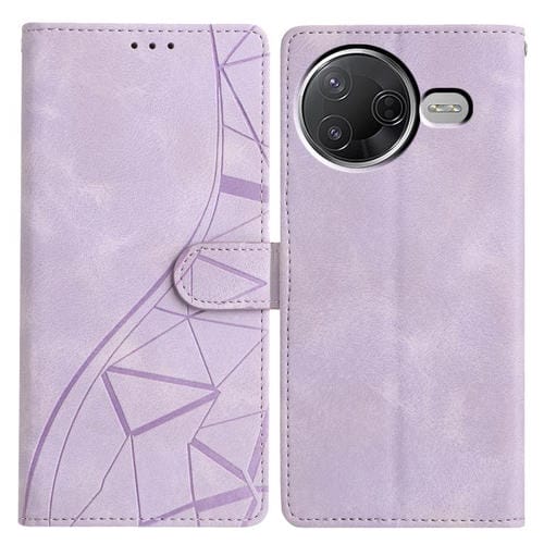 Funda de cuero con relieve de triángulos para Xiaomi Poco F7 Pro/F7 Ultra (morado)