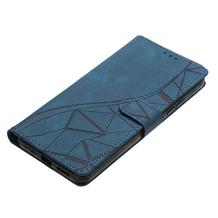 Funda de cuero con relieve de triángulos para Xiaomi Poco F7 Pro/F7 Ultra (azul)