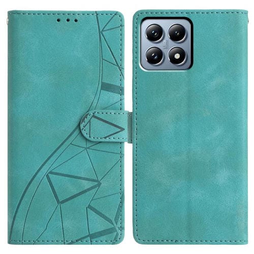 Funda de cuero con relieve de triángulos para Xiaomi 15T 5G (verde)