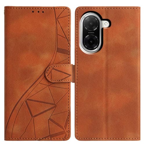 Funda de cuero con relieve de triángulos para Redmi A5 4G (173,3 mm) (marrón)
