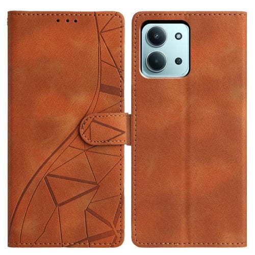 Funda de cuero con relieve triangular para Redmi 15C 4G (171,5 mm) / Poco C85 4G (marrón)