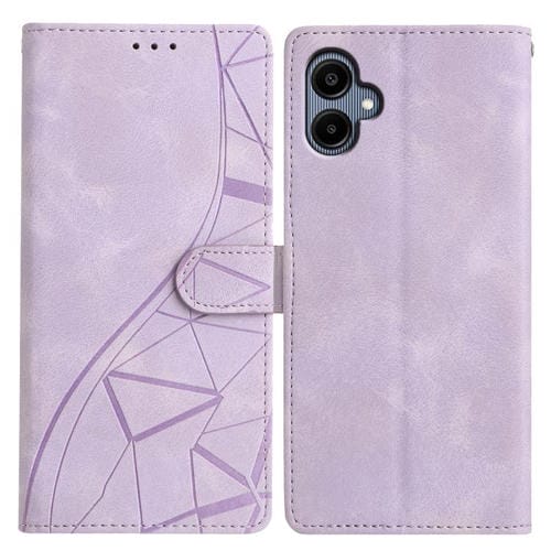Funda de cuero con relieve de triángulos para Samsung Galaxy A07 (morado)