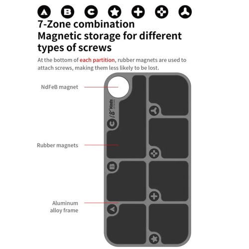 Almohadilla de Almacenamiento de tornillos con combinación magnética de aleación de 7 zonas y 18 tipos