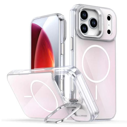 Funda Magsafe con soporte para lente degradado y decoloración para iPhone 17 Pro Max (blanca)