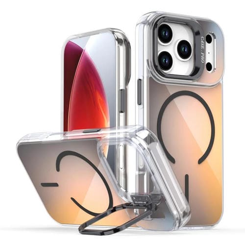 Funda Magsafe con soporte y lente decolorada degradada para iPhone 17 Pro (negra)