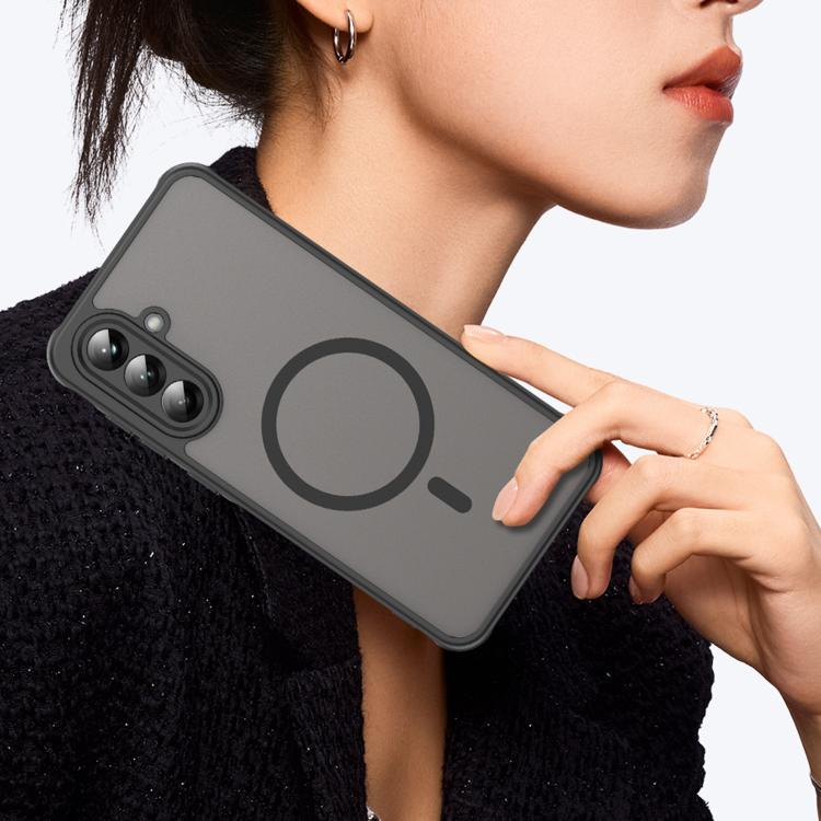 Funda híbrida de TPU y PC esmerilada Magsafe para Samsung Galaxy A56 5G (negro)