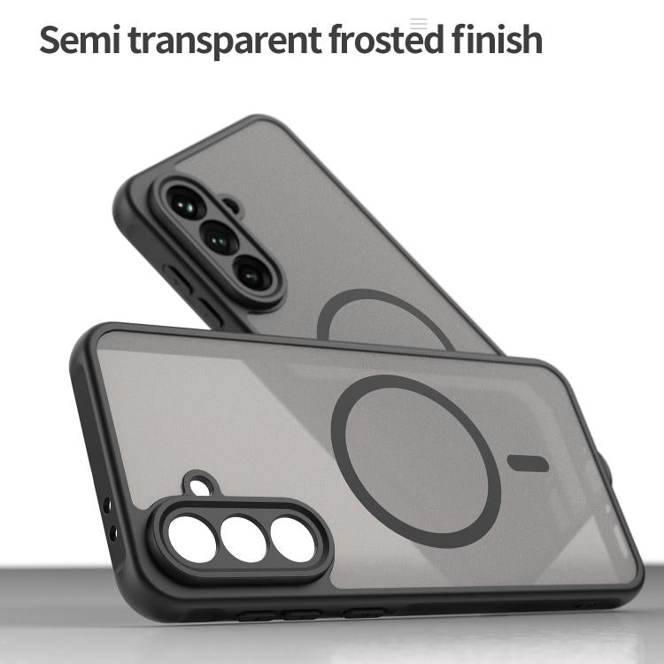 Funda híbrida de TPU y PC esmerilada Magsafe para Samsung Galaxy A56 5G (negro)