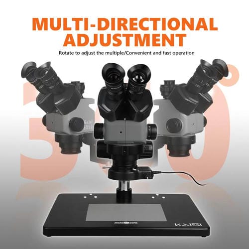 Microscópio Estereoscópico Trinocular com Zoom síncrono Kaisi 6558 6,5-58X