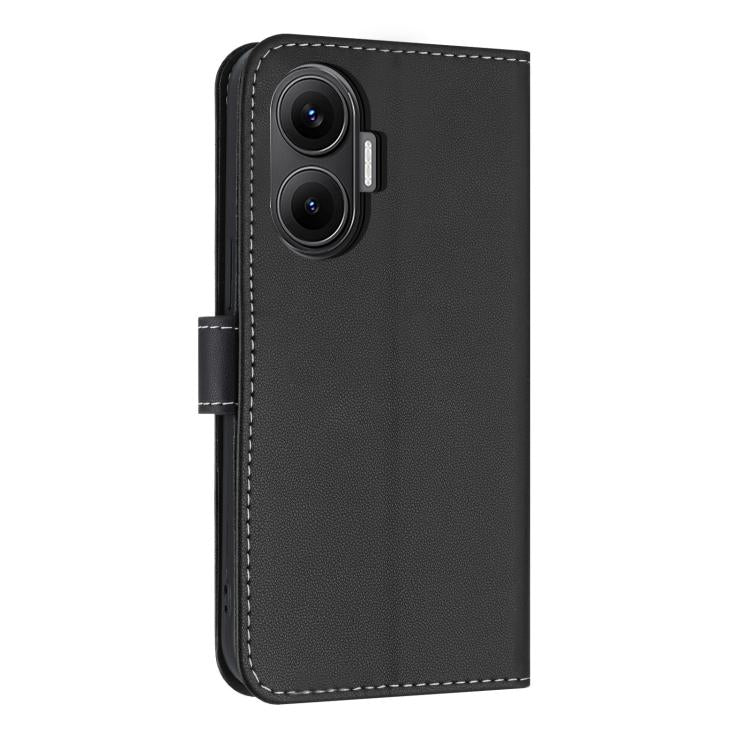 Funda de cuero con lazo metálico y correa de mano para Redmi Turbo 4 Pro / Poco X7 Pro (negra)