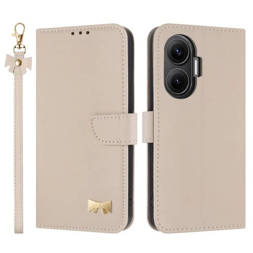 Funda de cuero con lazo metálico y correa para la mano para Redmi Turbo 4 Pro / Poco X7 Pro (albaricoque)
