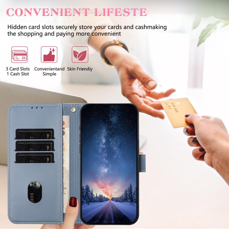 Funda de cuero con lazo metálico y correa para la mano para Redmi Turbo 4 Pro / Poco X7 Pro (azul claro)
