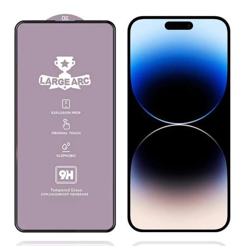 Película de vidrio templado de arco grande de aluminio de 0,4 mm de alto para iPhone 14 Pro