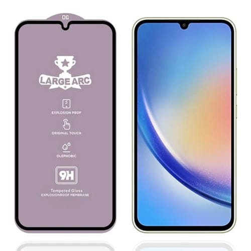 Película de vidrio templado de arco grande de aluminio de 0,4 mm de alto para Samsung Galaxy A34 5G 9H
