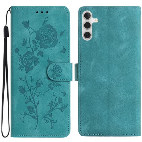 Funda de cuero con estampado floral en relieve para Samsung Galaxy A25 (verde)