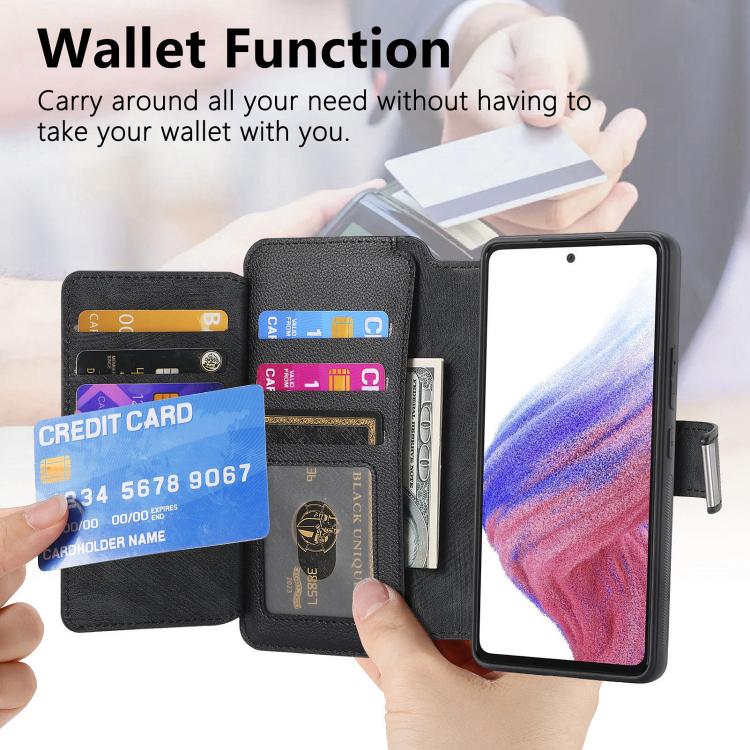 Funda Neo MagSafe RFID antirrobo con cremallera para Samsung Galaxy A06, de cuero estilo retro (negra)