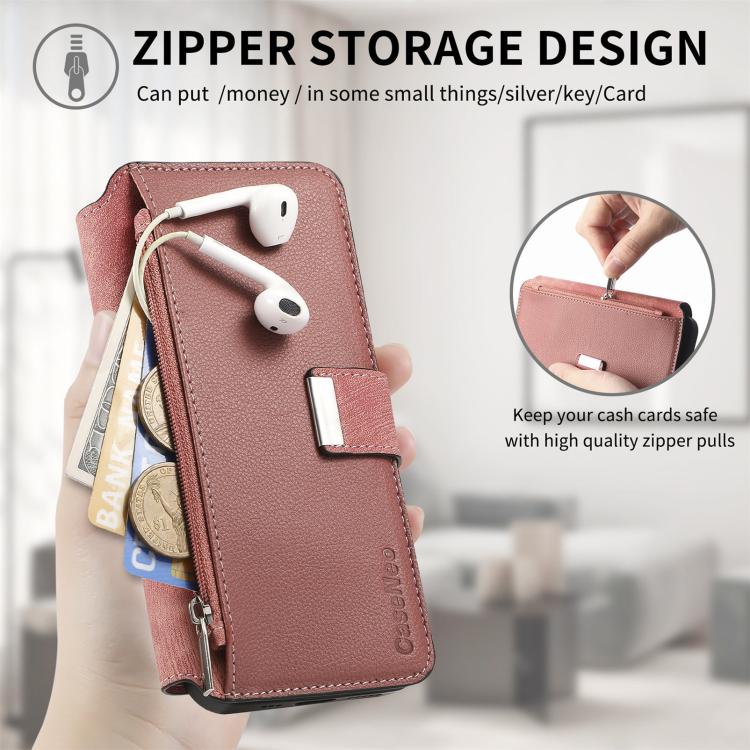 Funda Neo MagSafe RFID antirrobo con cremallera para Samsung Galaxy A56 5G, de cuero estilo retro (rosa)